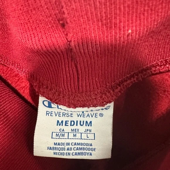 Vintage Champion Reverse Weave Joggers - Red All-Over Logo Print (Size Medium) - Picture 4 of 7